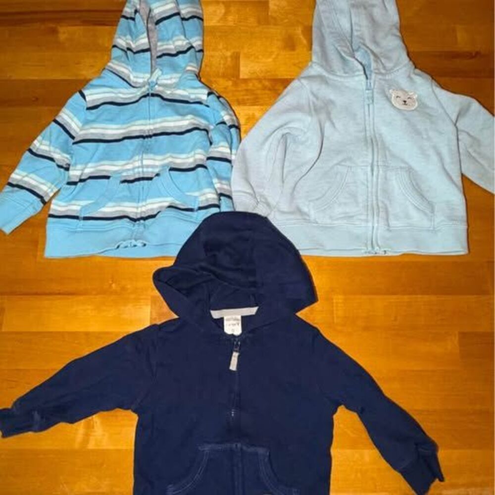 Carter's Baby Boy Blue Hoodies Lot Size 9M